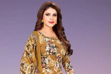 Crepe Printed Unstitched Dress Material for Women (Beige, 2 m)