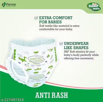 Bummy Pants Baby Diapers - Ultra Dry & Comfortable with 5D Cross Core Technology, 360° Soft Elastic Waistband & Up to 12-Hour Absorption | L (9-14 KG) | Pack of 1 | 30 Pieces
