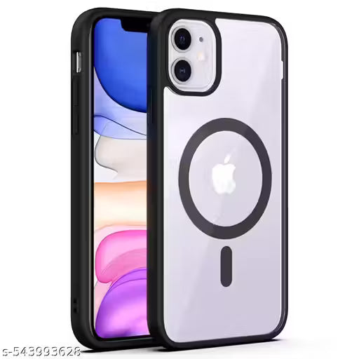 Apple iPhone 11 back cover (Transparent white cover) Magfit Cover for iPhone 11 (Free Size) Mag-Safe Wireless Charging | Designed with Magnetic Lock Shockproof Phone Bumper, Transparent Back Case