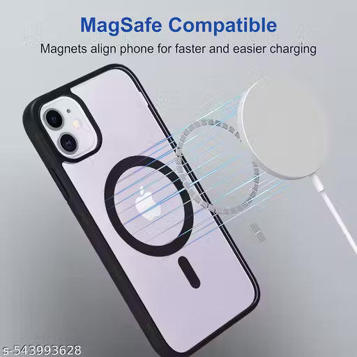 Apple iPhone 11 back cover (Transparent white cover) Magfit Cover for iPhone 11 (Free Size) Mag-Safe Wireless Charging | Designed with Magnetic Lock Shockproof Phone Bumper, Transparent Back Case